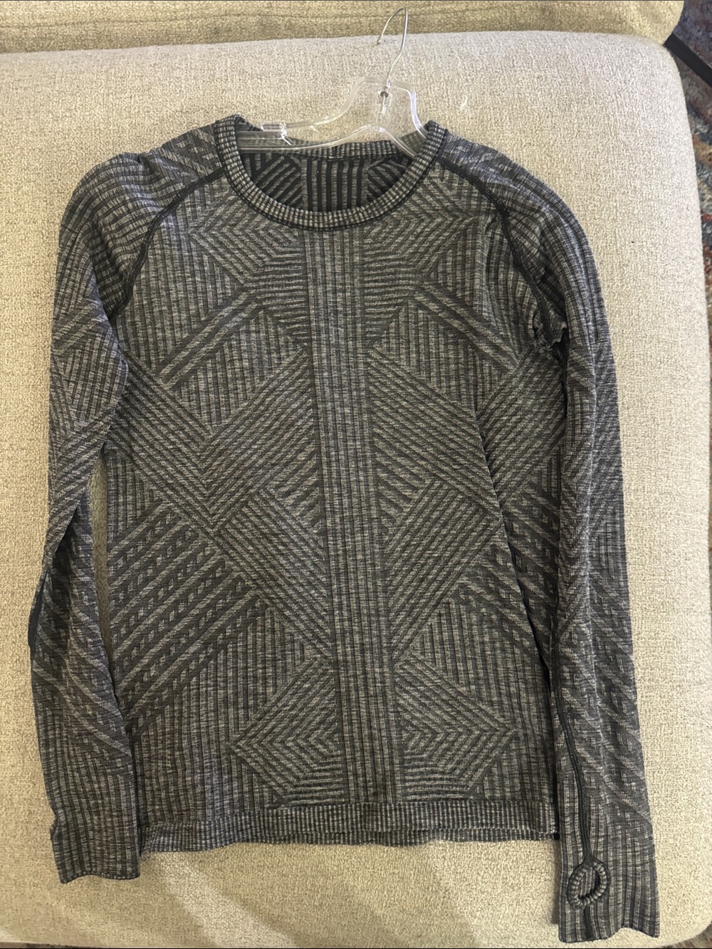 women’s Grey Geometric Long-Sleeve Sweater